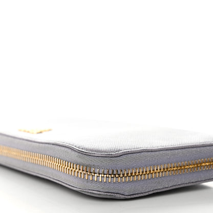 Prada Saffiano Metal Zip Around Wallet Grey 10 of 13