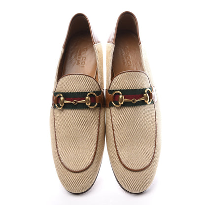 Gucci Canvas Web Mens Brixton Horsebit Loafers 8.5 Sand Light Cuir 5 of 11