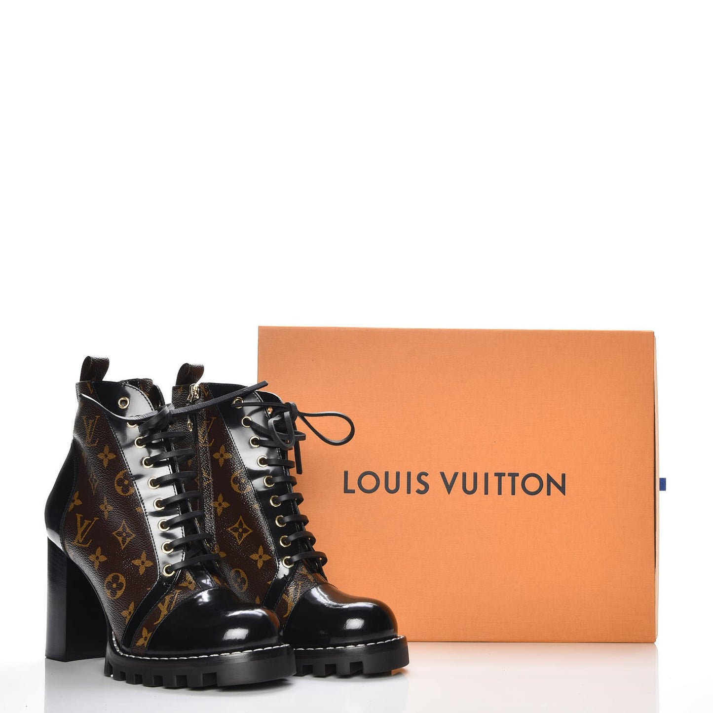 Patent Calfskin Monogram Star Trail Ankle Boots 41 Black