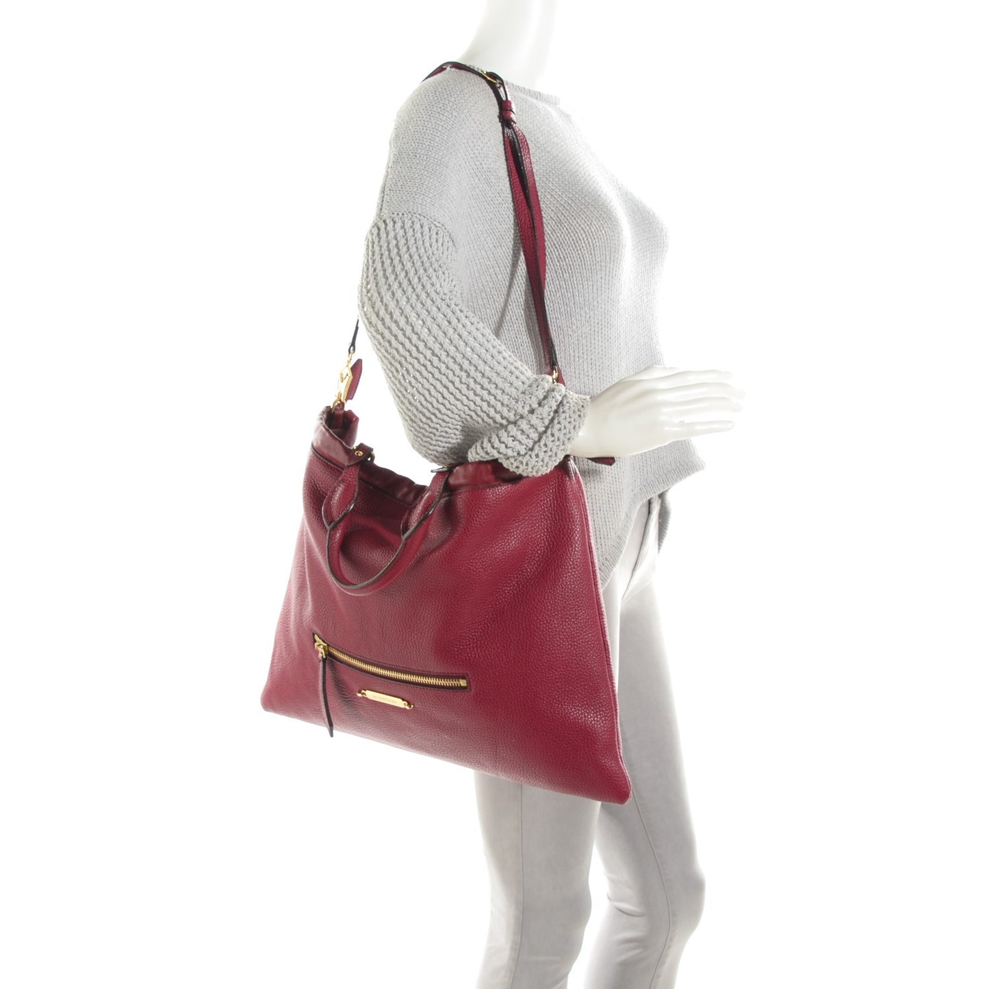 Soft Calfskin House Check Big Crush Tote Red