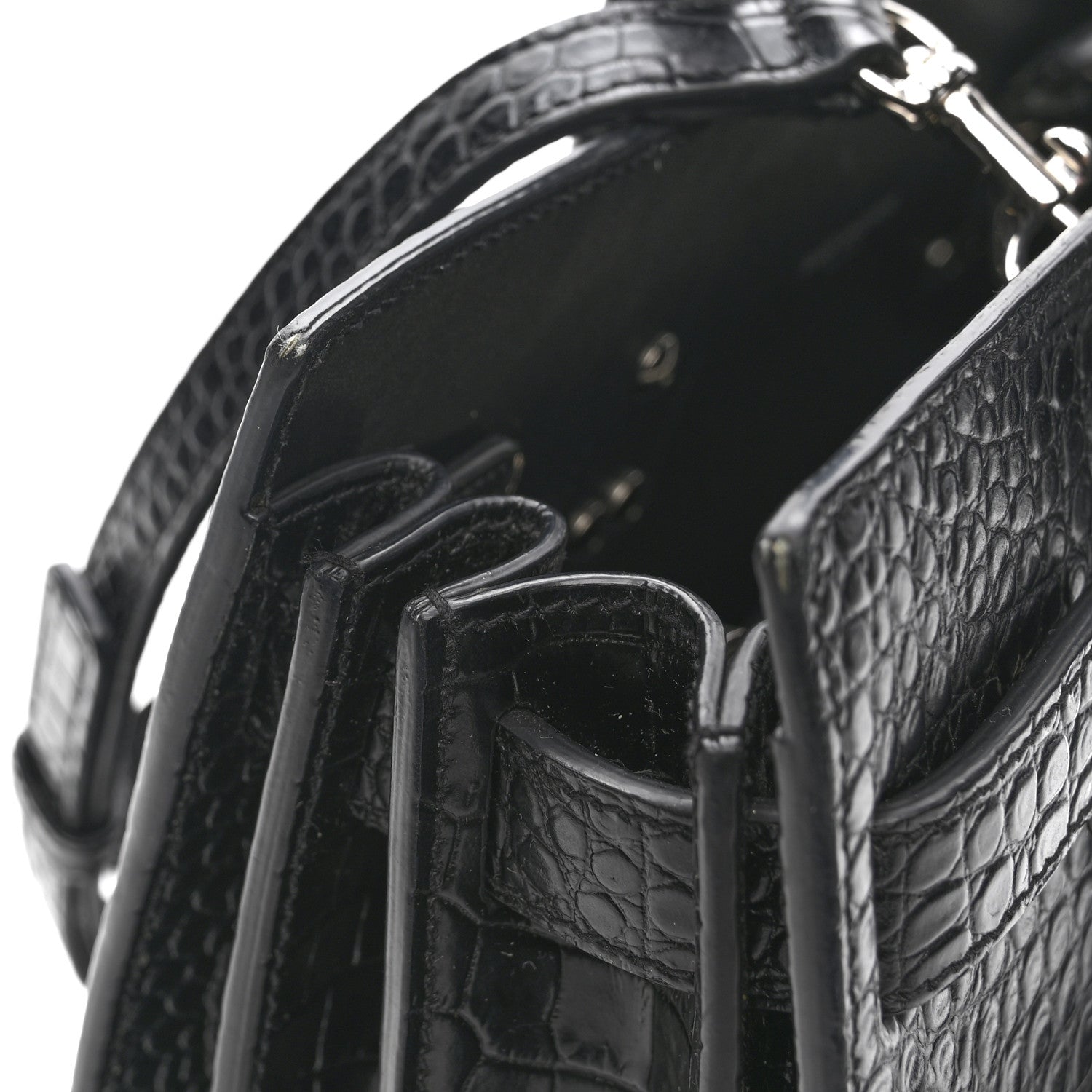 Saint Laurent Calfskin Crocodile Embossed Baby Sac De Jour Black 13 of 15