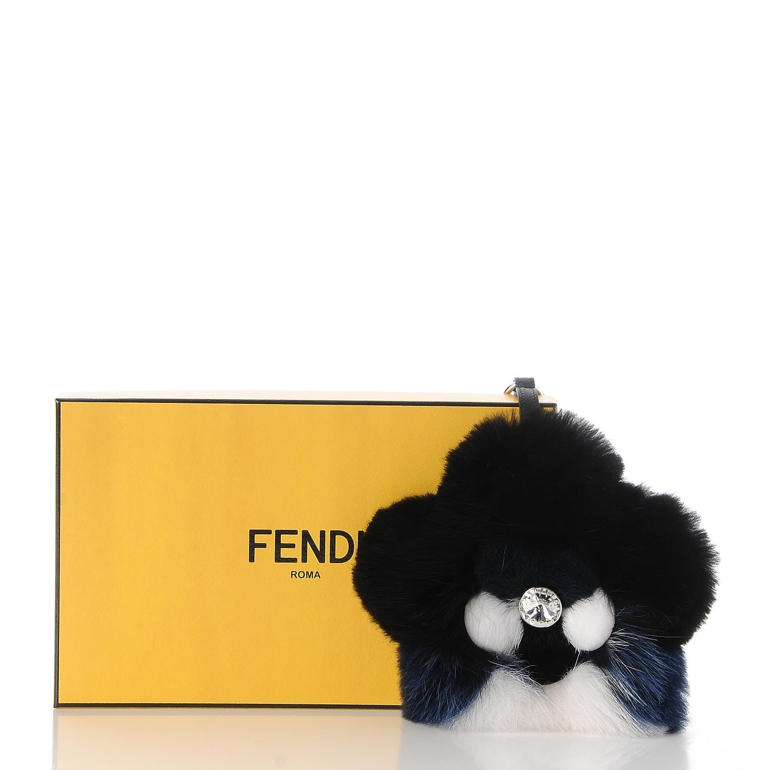 Fendi Fox Mink Fur Flowerland Bag Charm Black Blue White 4 of 4