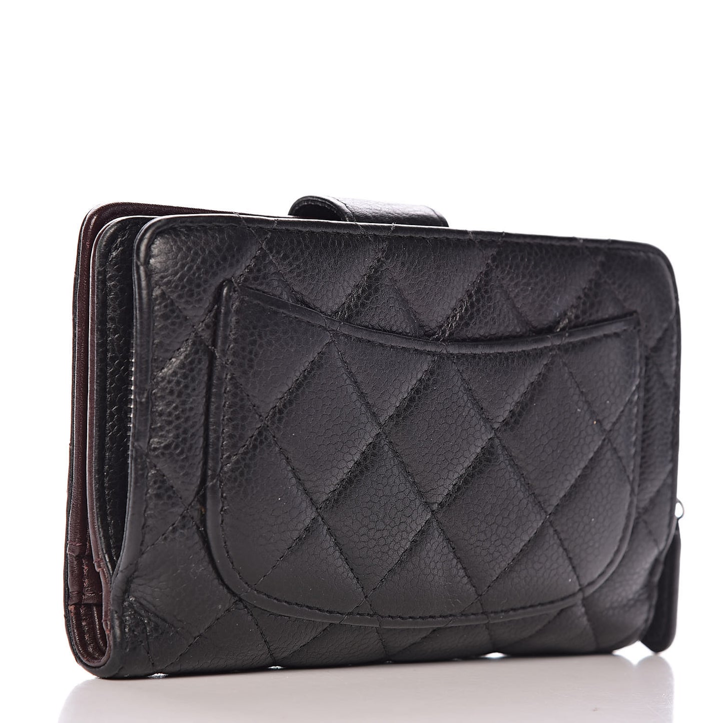 Caviar Quilted Zipped Pocket Wallet Black