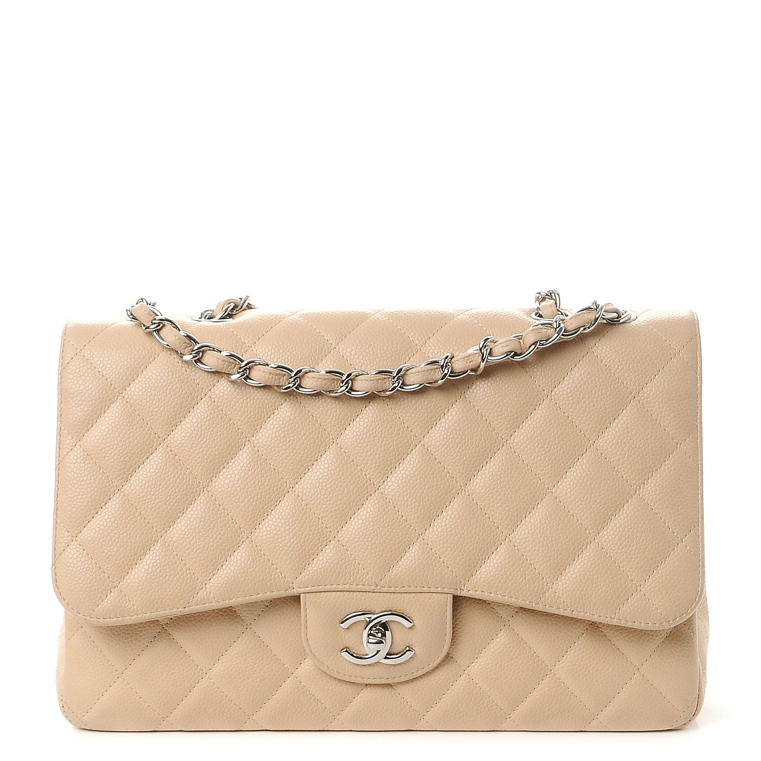 Chanel Caviar Quilted Jumbo Single Flap Beige Clair 1 of 12