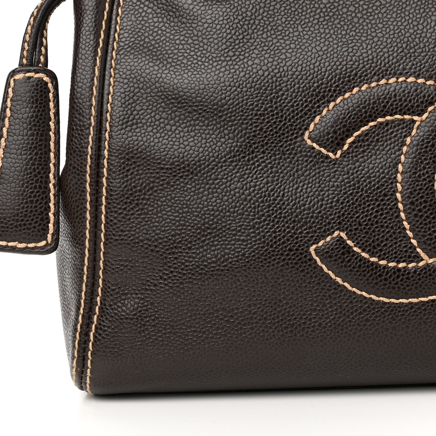 Caviar Stitched CC Shoulder Bag Brown