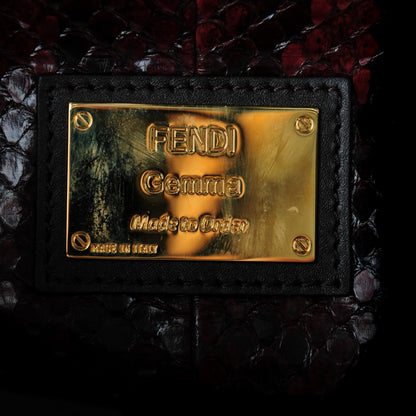 Fendi Smooth Calfskin Python Medium Peekaboo Iconic Satchel Dark Brown Ruby 6 of 10