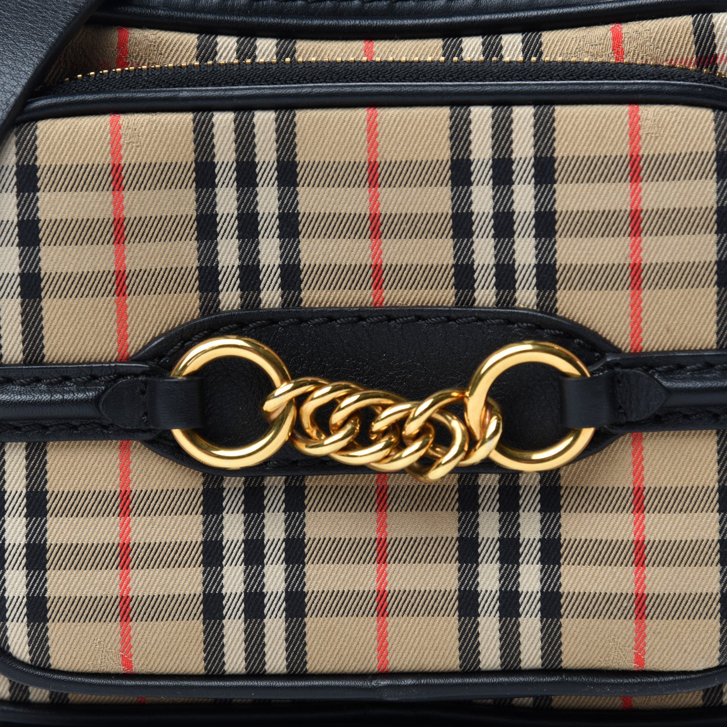 Burberry 1983 Knight Check Smooth Calfskin Link Camera Bag Black 9 of 9