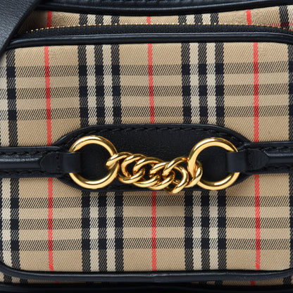 Burberry 1983 Knight Check Smooth Calfskin Link Camera Bag Black 9 of 9