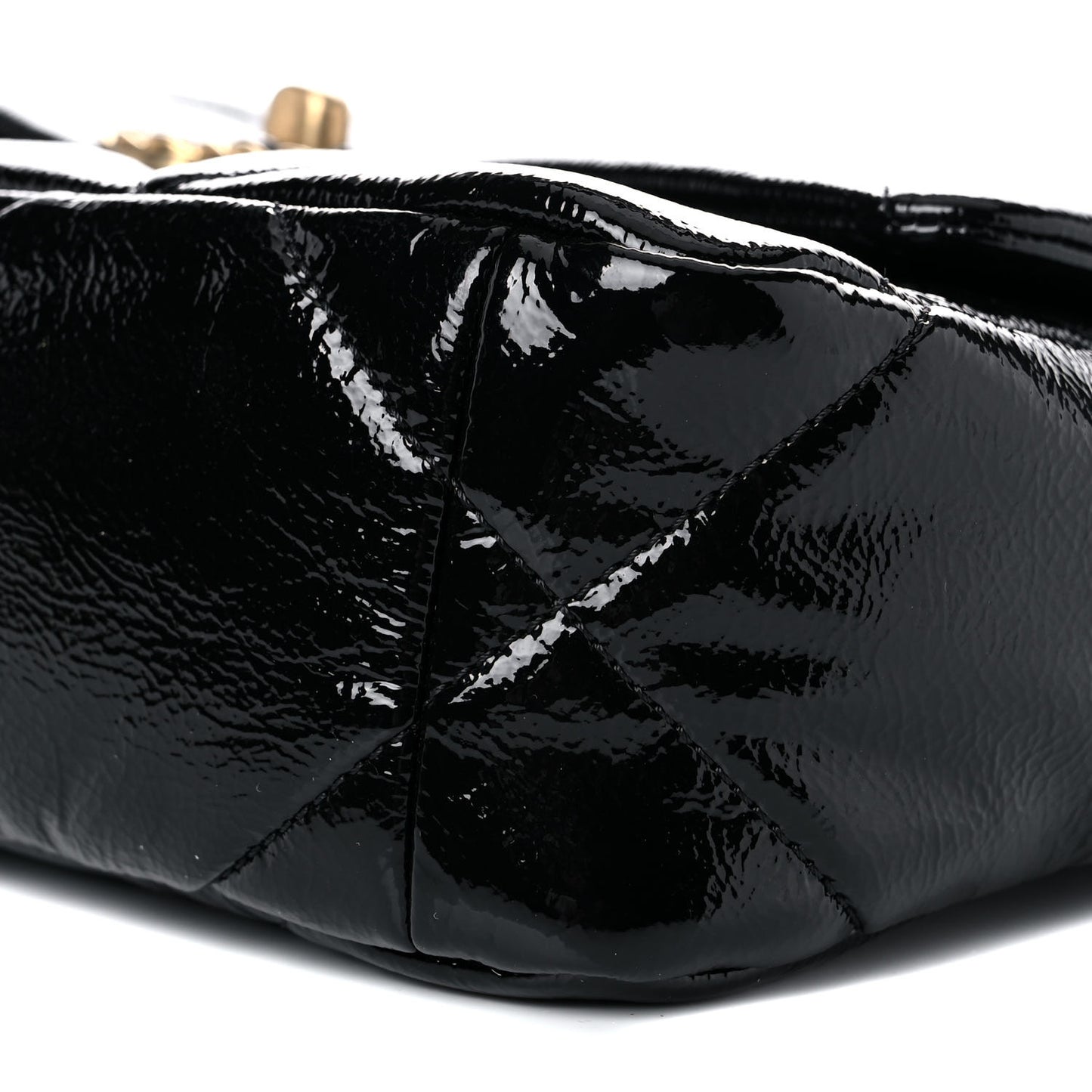 Shiny Crumpled Calfskin Quilted Medium Chanel 19 Flap Black