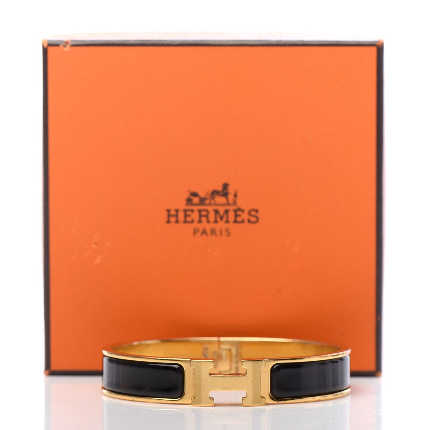 Enamel Narrow Clic Clac H Bracelet GM Black