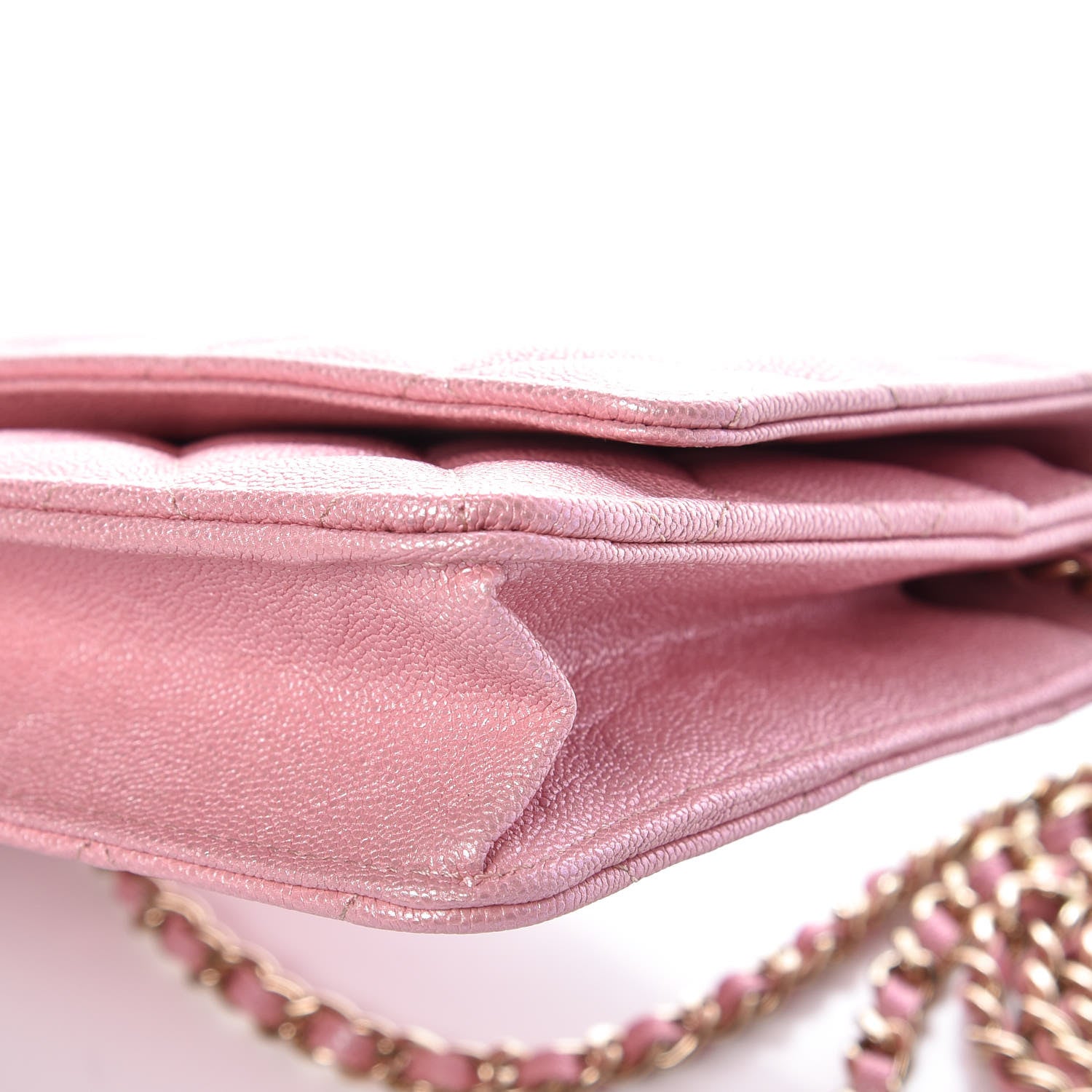Chanel Iridescent Caviar Quilted Wallet on Chain WOC Rose Pink 9 of 11