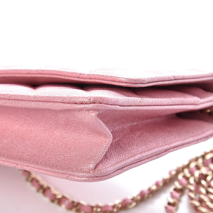 Chanel Iridescent Caviar Quilted Wallet on Chain WOC Rose Pink 9 of 11
