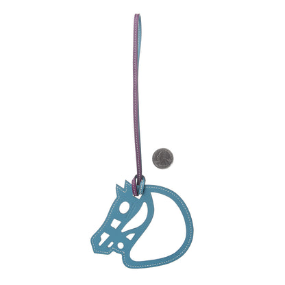 Hermes Swift Paddock Cheval Horse Bag Charm Violet Turquoise 2 of 3
