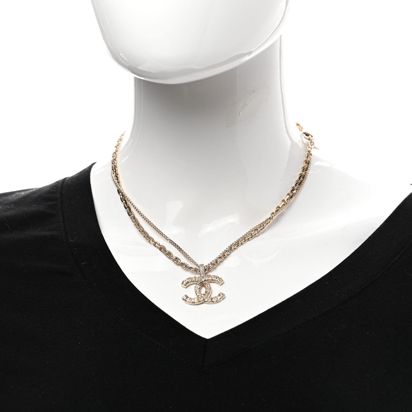 Crystal CC Multi Strand Chain Necklace Gold