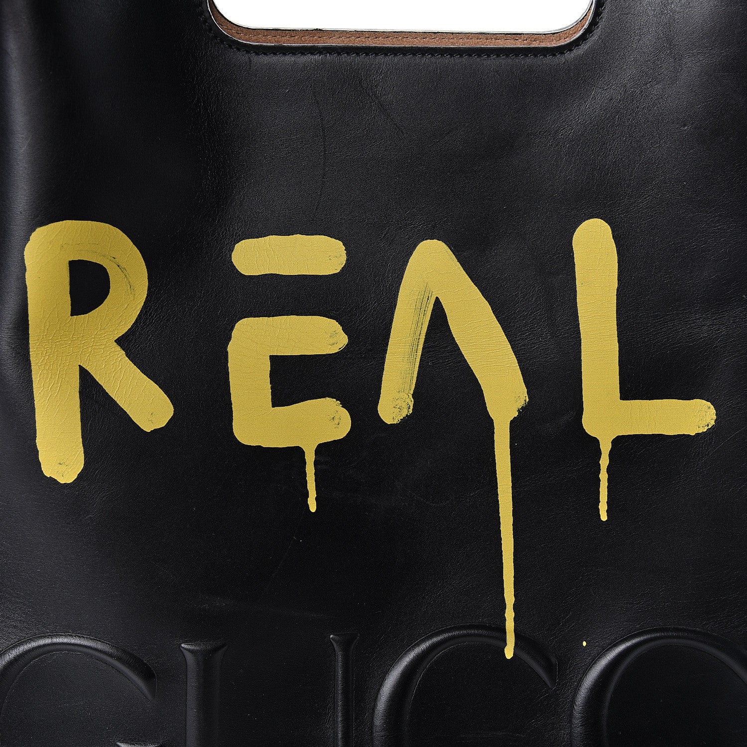 Gucci Calfskin GucciGhost Real Medium XL Tote Black Yellow 8 of 13