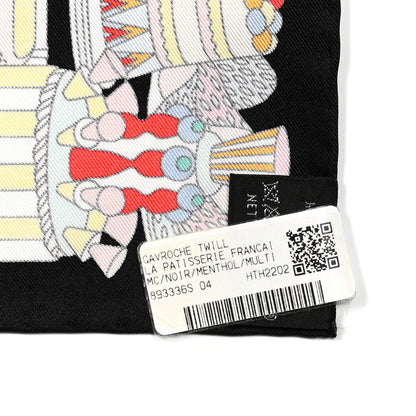 Hermes Silk La Patisserie Francaise Scarf 45 Black Menthol Multicolor 5 of 5