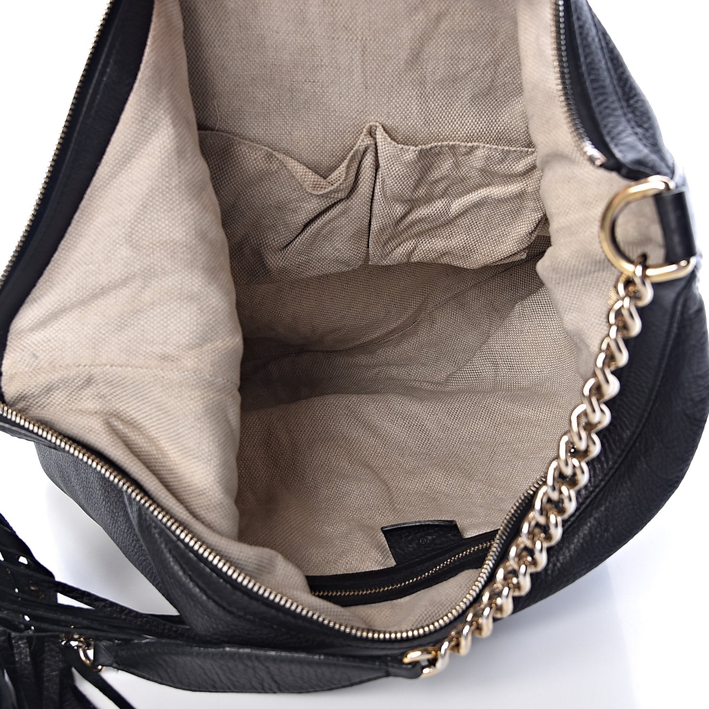 Pebbled Calfskin Medium Soho Chain Hobo Black