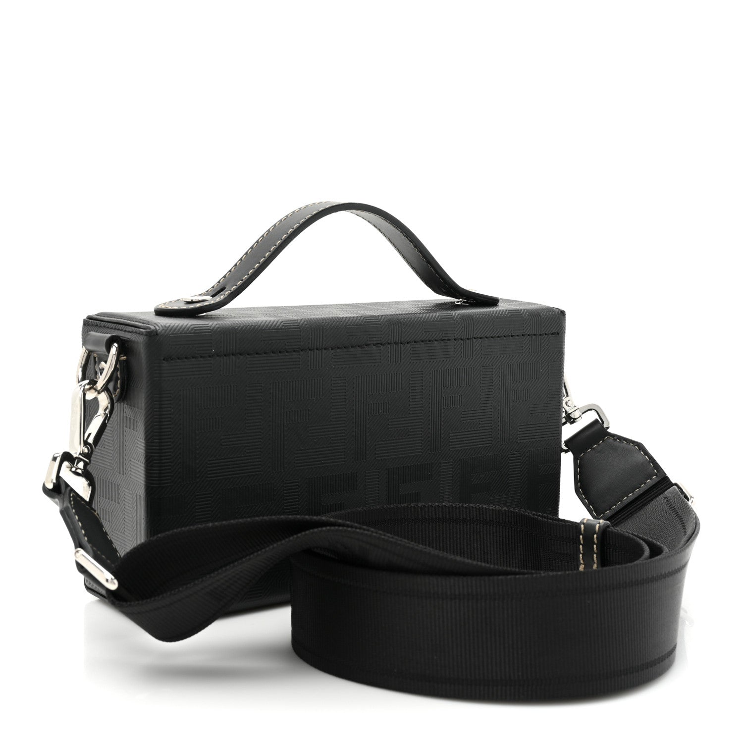 Fendi Vitello King FF Lines Embossed Baguette Soft Trunk Black 3 of 8