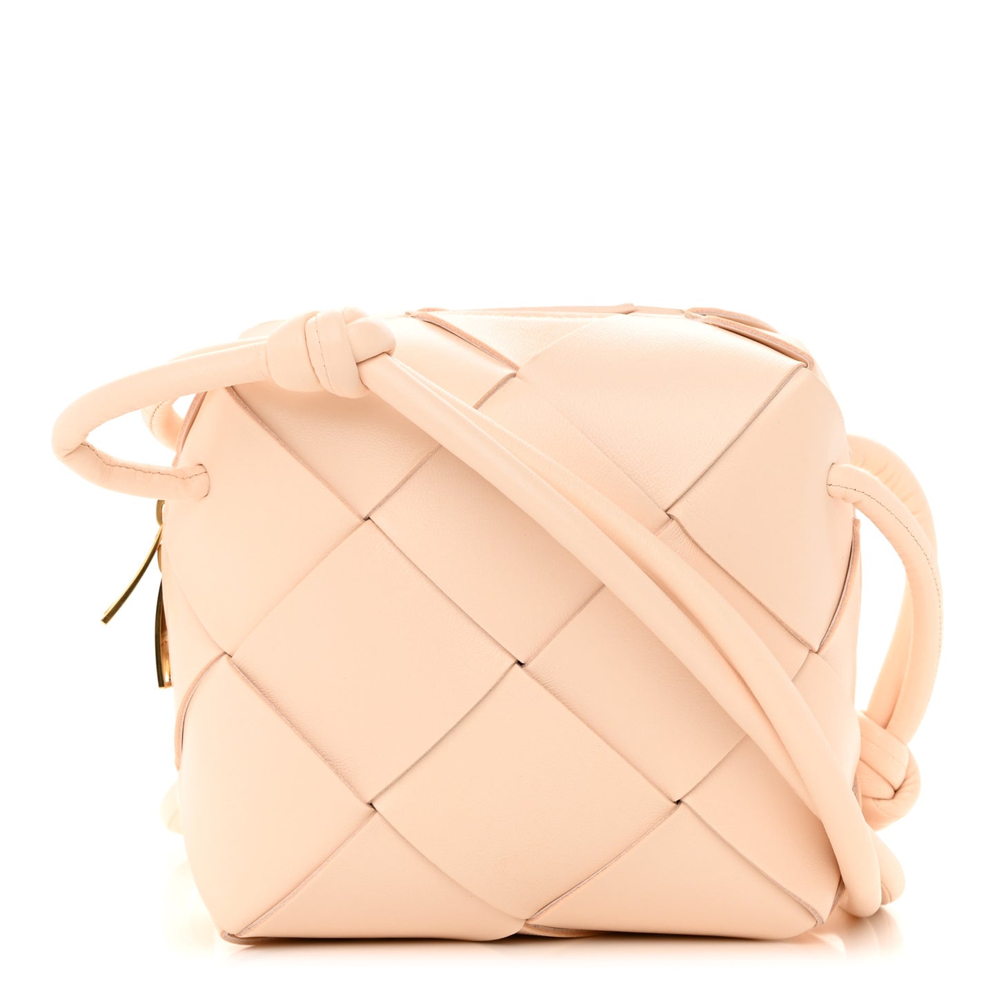 Lambskin Maxi Intrecciato Mini Cassette Camera Bag Macaroon