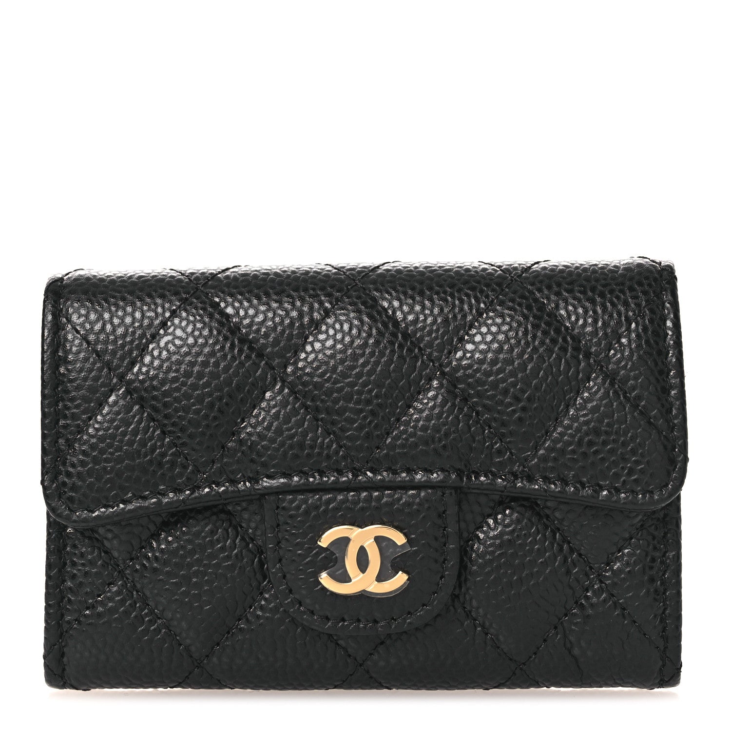 Chanel Caviar Quilted Flap Card Holder Wallet Black 1 of 10