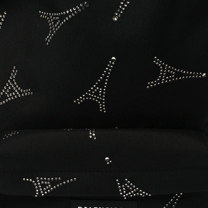 Balenciaga Canvas Crystal Embellished Eiffel Tower Explorer Backpack Black 7 of 9