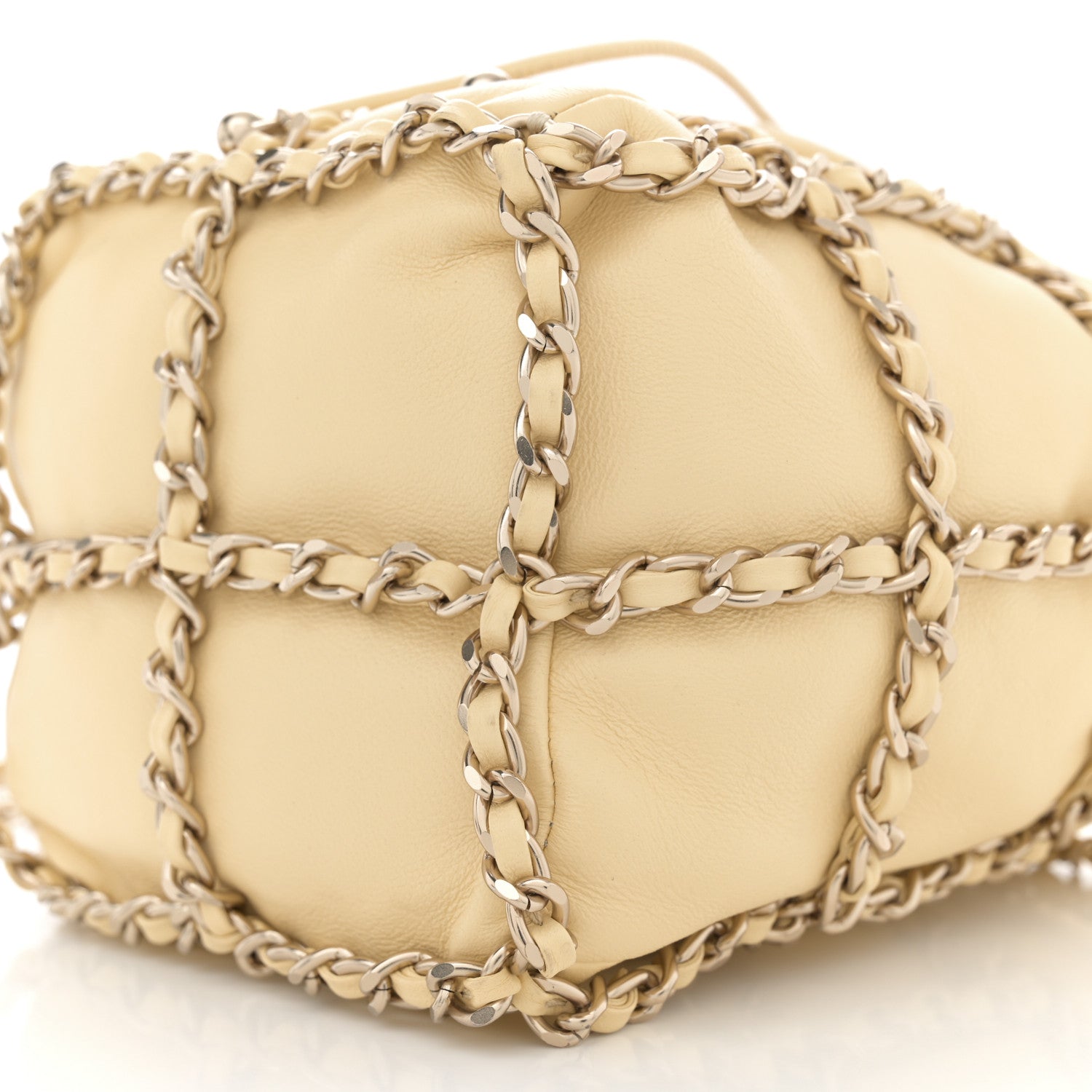 Chanel Lambskin Bucket Chain Drawstring Bag Yellow 10 of 11