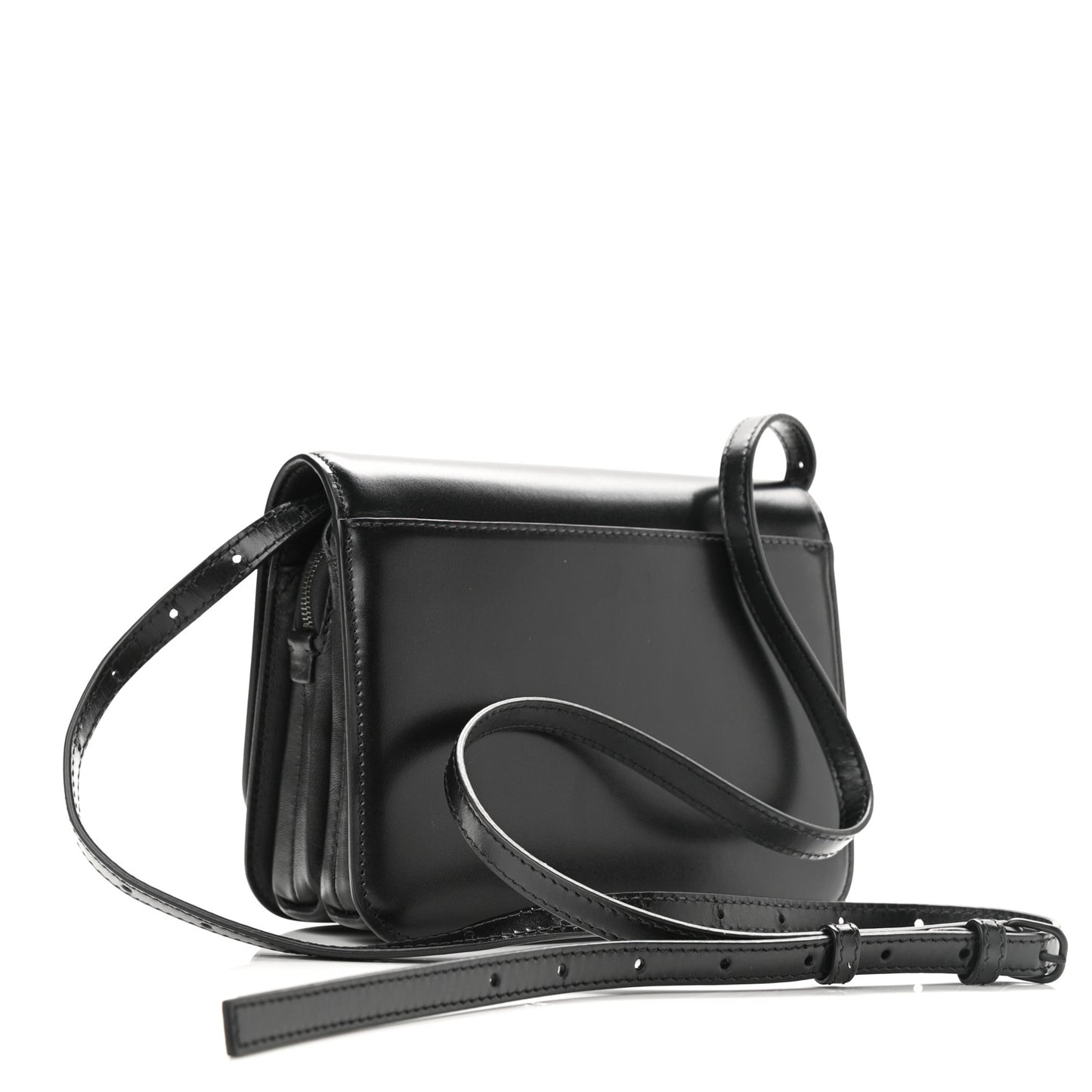 Shiny Box Calfskin Small B Bag Black