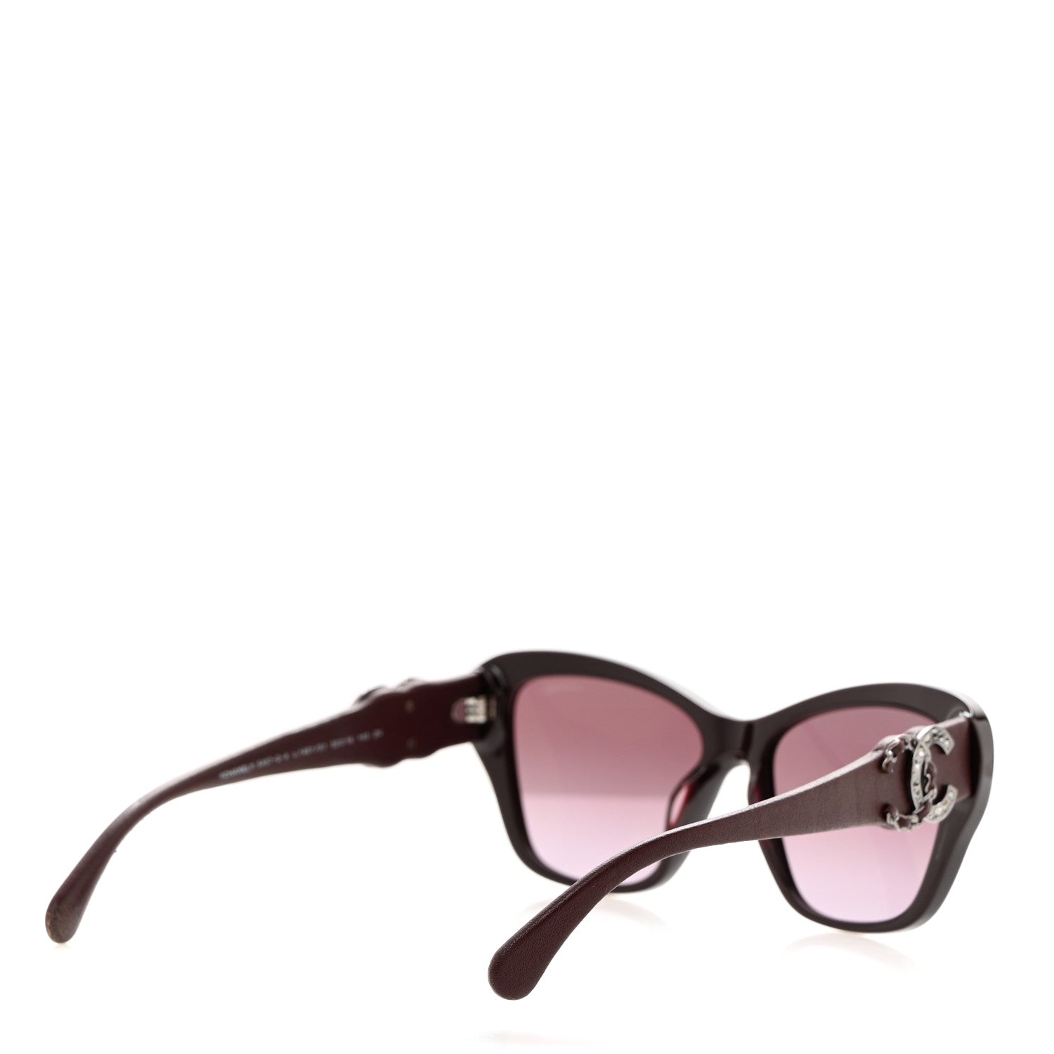 Chanel Acetate Lambskin Crystal Baguette Chain CC Sunglasses 5457-Q-A Burgundy 4 of 9