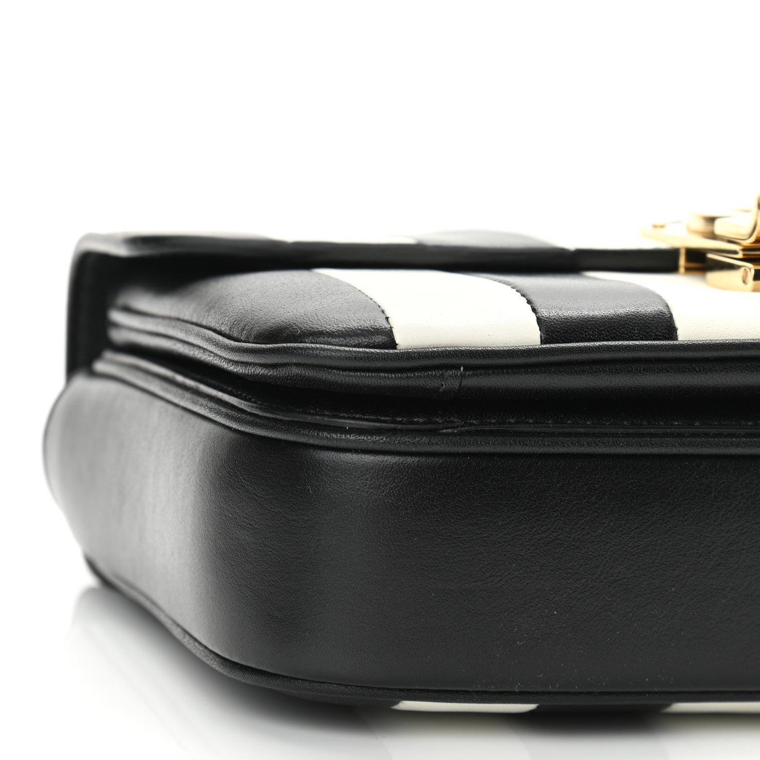 Celine Shiny Calfskin Stripes Small C Bag Black 8 of 9