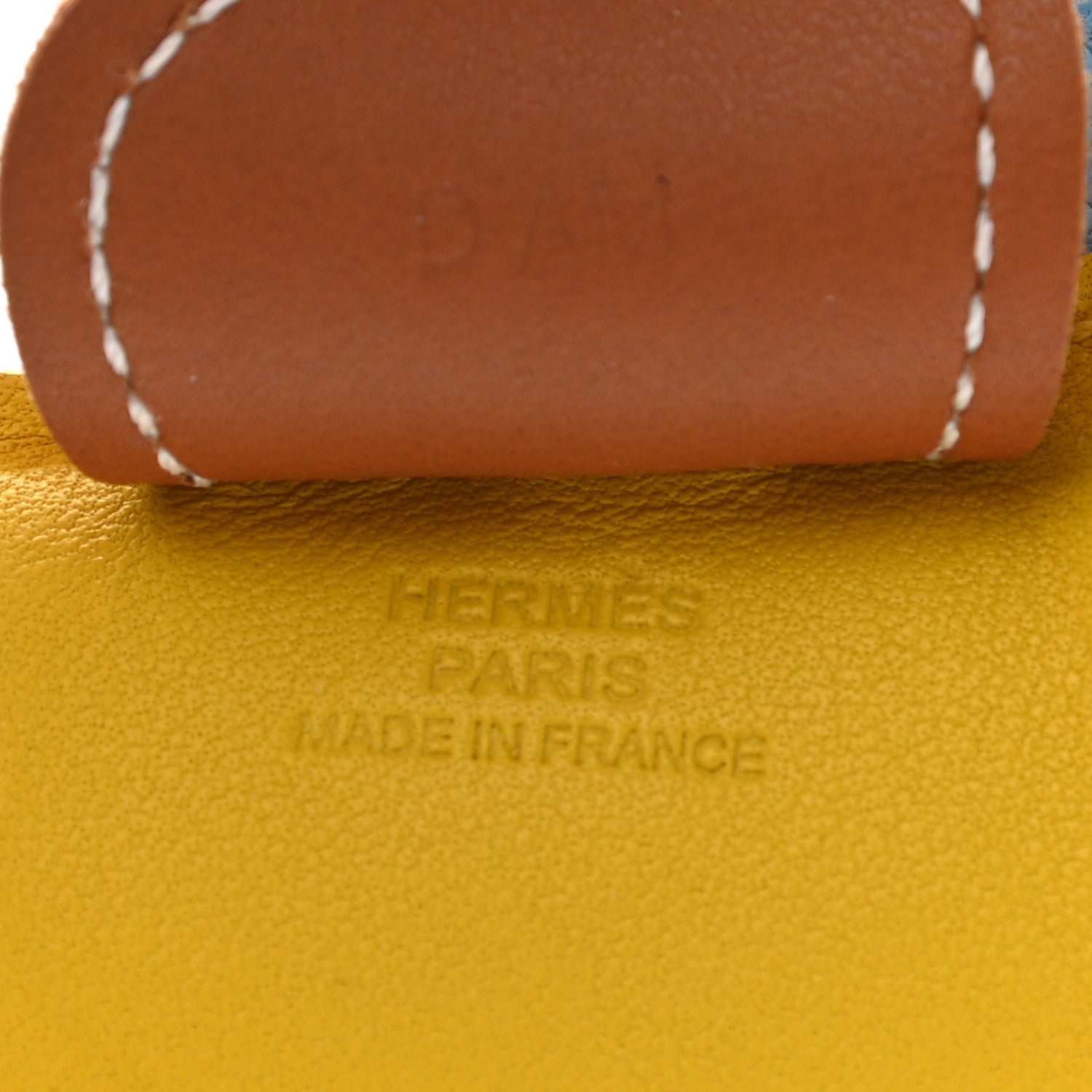 Hermes Milo Lambskin Grigri Rodeo Horse Bag Charm MM Jaune de Naples Celeste Gold 3 of 4