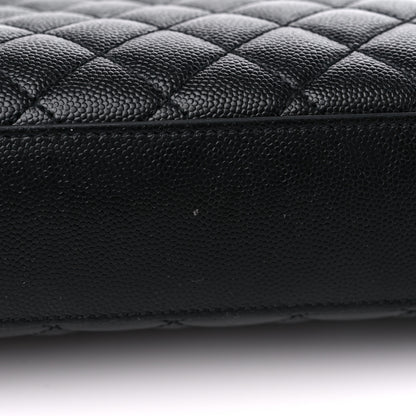 Saint Laurent Grain De Poudre Textured Mixed Matelasse Large Triquilt Monogram Satchel Black 11 of 16