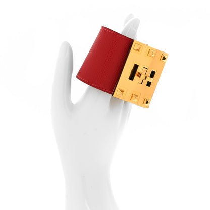 Hermes Epsom Kelly Extreme Dog Bracelet S Rouge Casaque 2 of 5