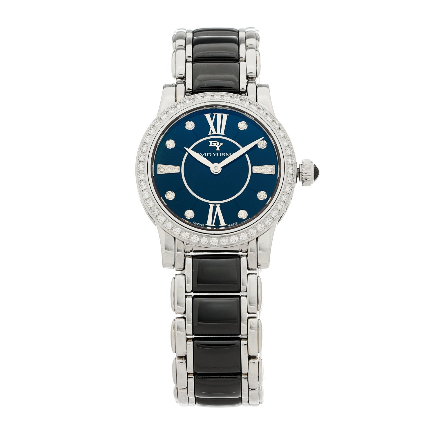 David Yurman Stainless Steel Ceramic Diamond Bezel 30mm Classic Quartz Watch Black 1 of 5