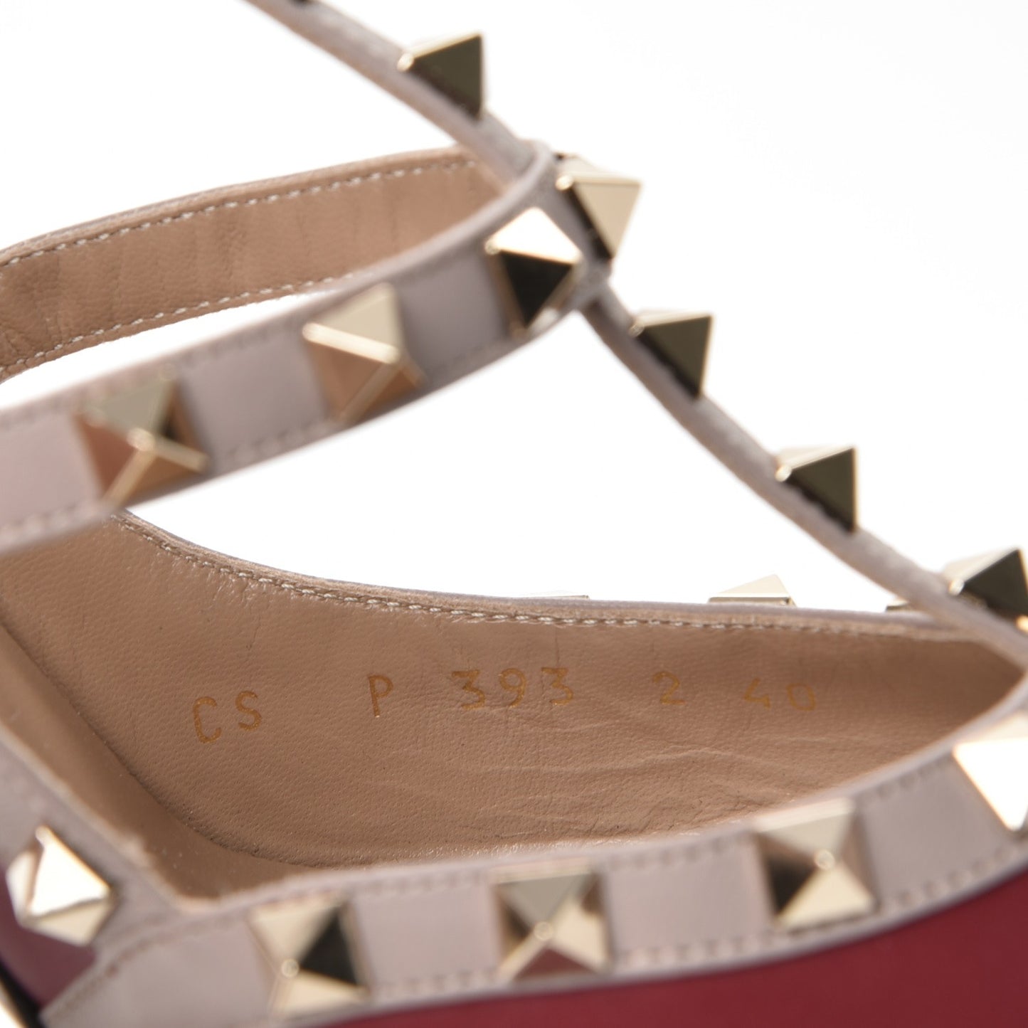 Calfskin Nappa Rockstud Ankle Strap 100mm Pumps 40 Rubino Poudre