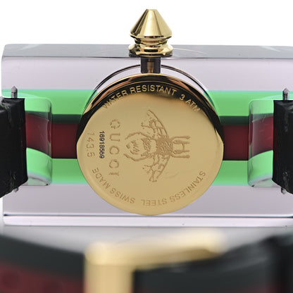 Gucci Stainless Steel Calfskin Plexiglass 24mm Skeleton Quartz Watch 5 of 5