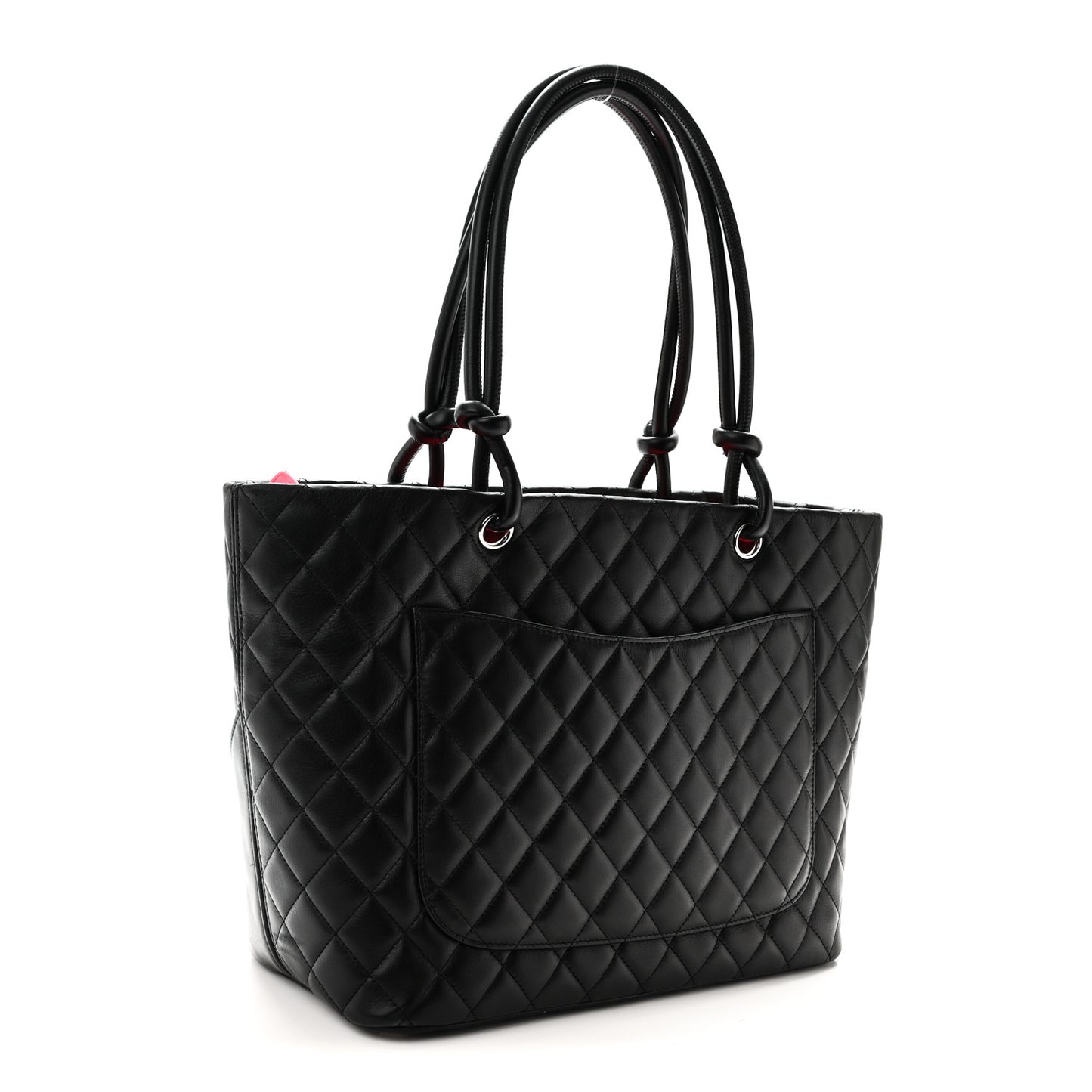 Calfskin Quilted Large Cambon Tote Black