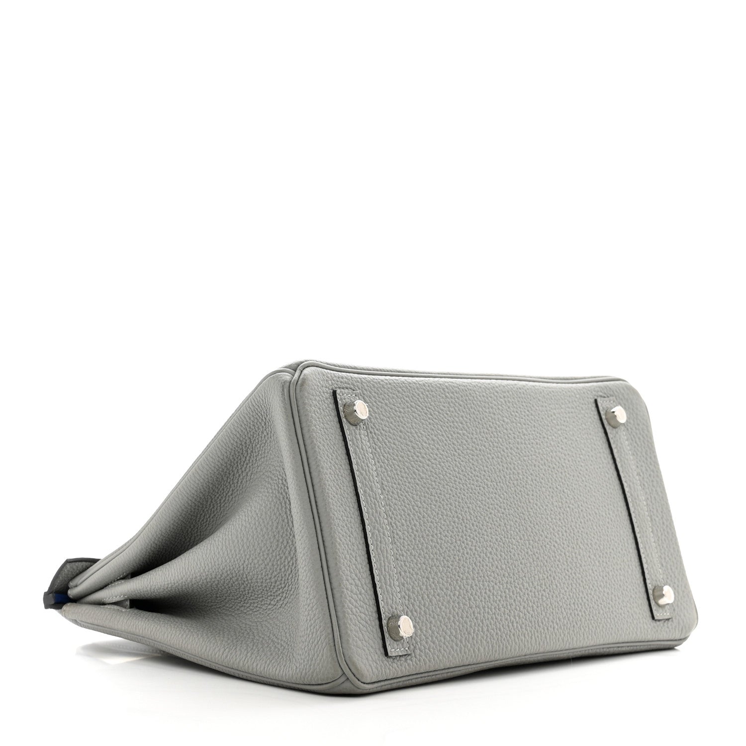 Hermes Togo Horseshoe Birkin 30 Gris Mouette Bleu Electrique 4 of 12