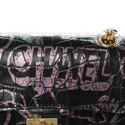 Chanel Calfskin Crocodile Embossed Graffiti 2.55 Mini Cocodile Reissue Flap Black Pink 11 of 11