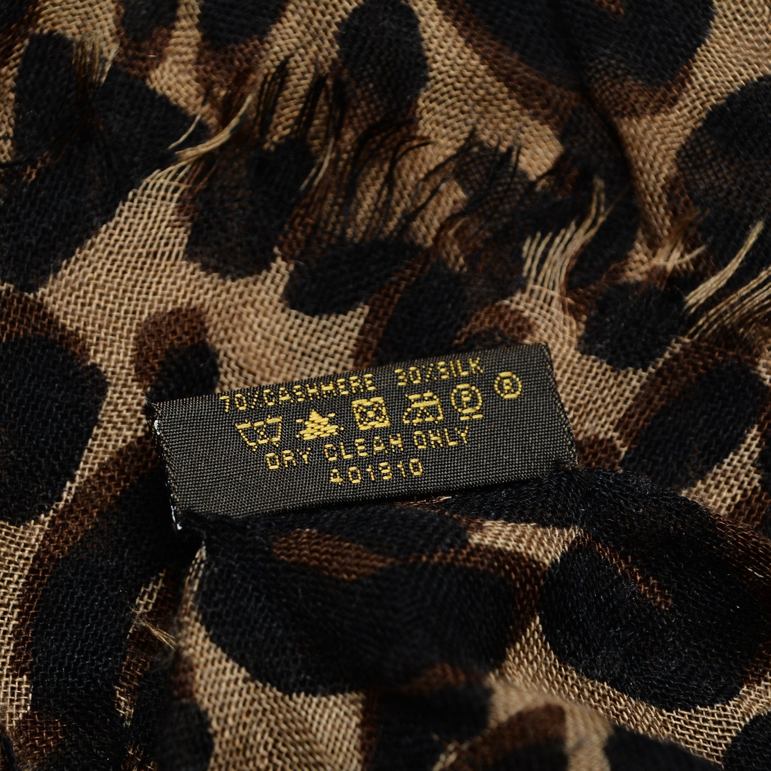 Louis Vuitton Cashmere Silk Leopard Stole Brown 6 of 6