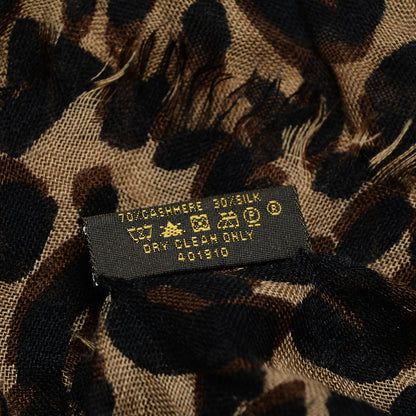 Louis Vuitton Cashmere Silk Leopard Stole Brown 6 of 6