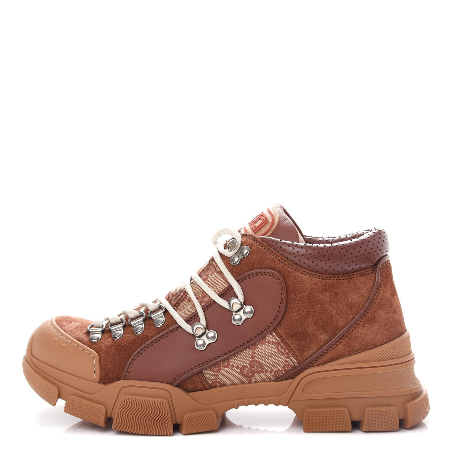 Gucci X SEGA Suede Calfskin GG Monogram Mens Flashtrek Sneakers 8.5 New Cuir Beige Ruggine 1 of 11