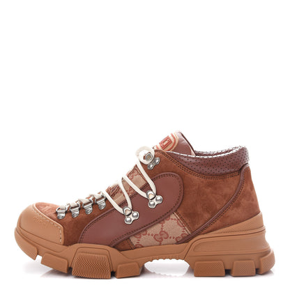 Gucci X SEGA Suede Calfskin GG Monogram Mens Flashtrek Sneakers 8.5 New Cuir Beige Ruggine 1 of 11