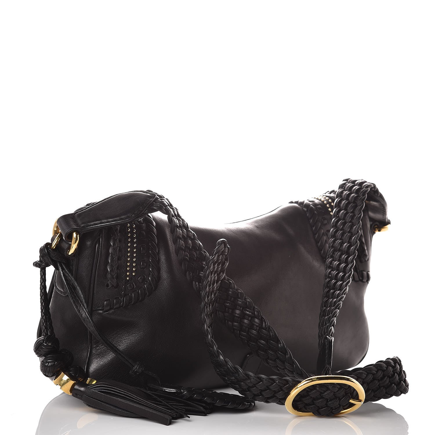 Gucci Calfskin Handmade Medium Flap Shoulder Bag Black 2 of 26