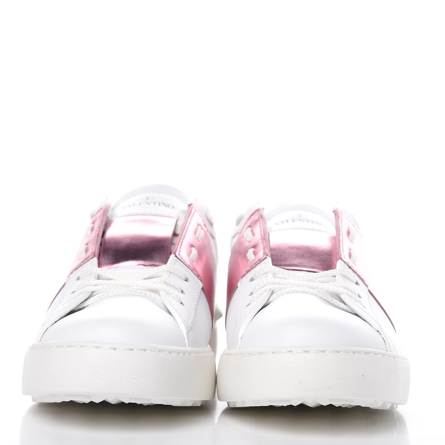 Calfskin Rockstud Open Sneakers 40 White Giacinto