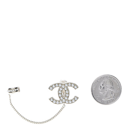 Chanel Pearl CC Chain Cuff Single Earring Gold Pearly White 2 of 5