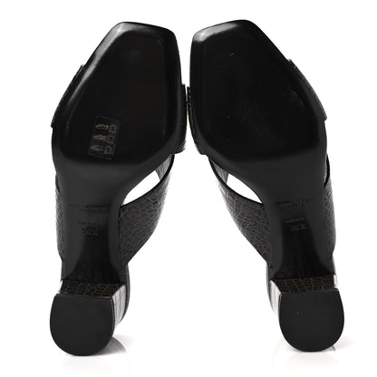 Saint Laurent Crocodile Embossed Calfskin LouLou Mule Sandals 36.5 Ultra Grey 5 of 7
