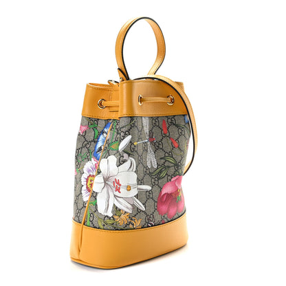 Gucci GG Supreme Monogram Flora Small Ophidia Bucket Bag Beige Multicolor Crop 3 of 7