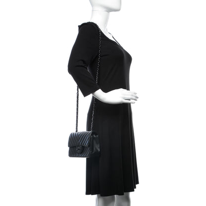 Chanel Lambskin Chevron Quilted Mini Rectangular Flap So Black 2 of 9