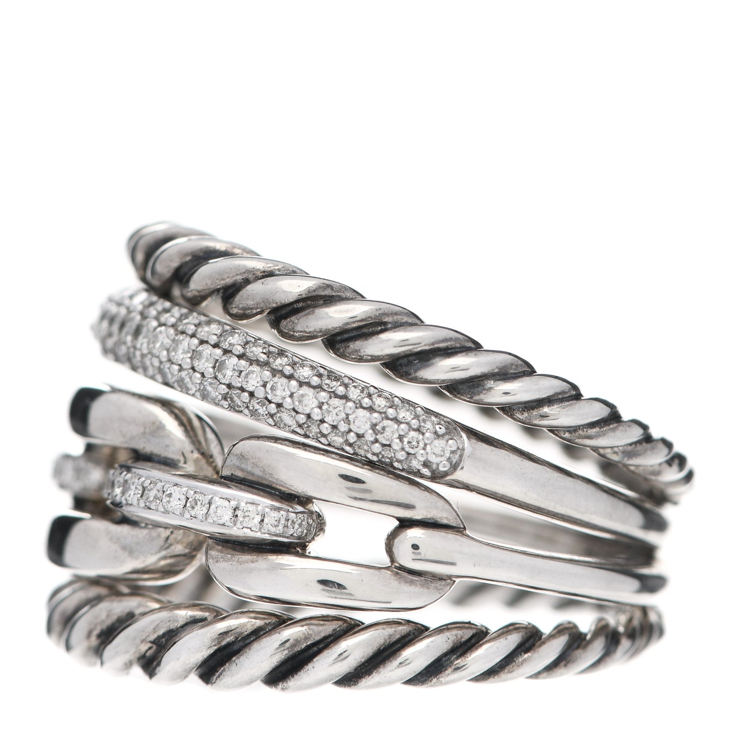 Sterling Silver Diamond Wellesley Four-Row Ring 57 8