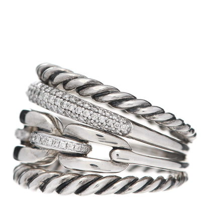 David Yurman Sterling Silver Diamond Wellesley Four-Row Ring 57 8 3 of 5